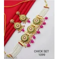 thumbnail image 1 of South Indian Bollywood Gold Plated Temple Necklace Bridal Choker Jewelry Set, 1 of 1