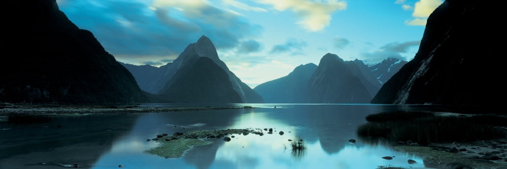 South Island Milford Sound New Zealand Canvas Art - Panoramic Images (36 x 12)