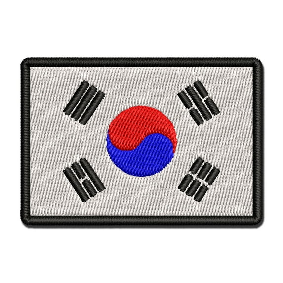 South Korea Flag Applique Multi-Color Embroidered Iron-On Patch - 3 Inch Medium