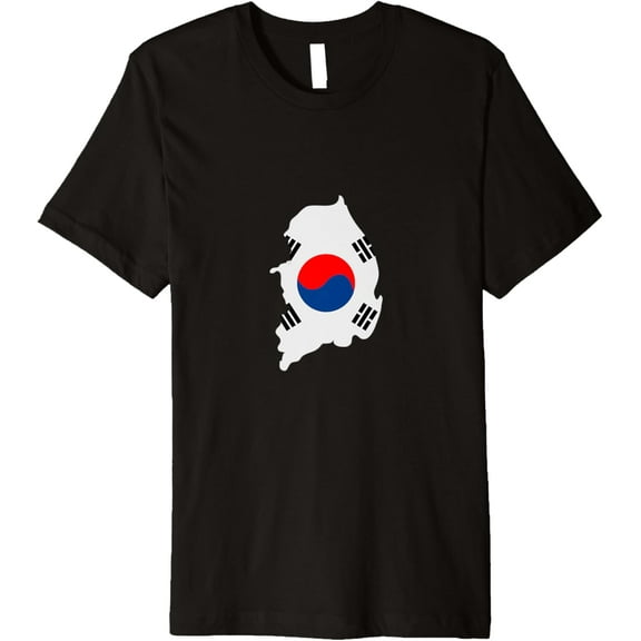 South Korea Flag Map Premium T-Shirt men and women can wear, black, white, gifts