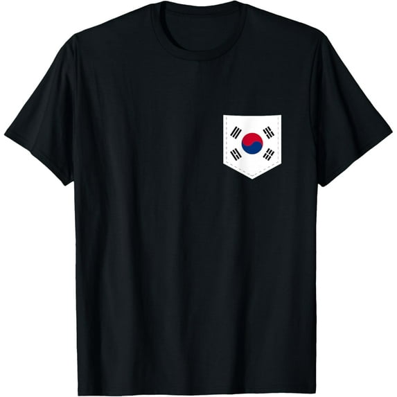 South Korea Flag with Printed South Korean Flag Pocket T-Shirt