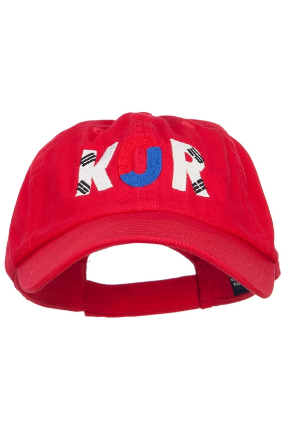 South Korea KOR Flag Embroidered Low Profile Cap - Red OSFM