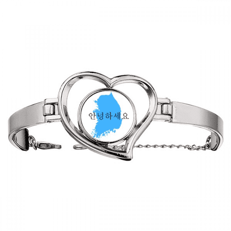 South Korea Map Hello Honorifics Bracelet Heart Jewelry Wire Bangle