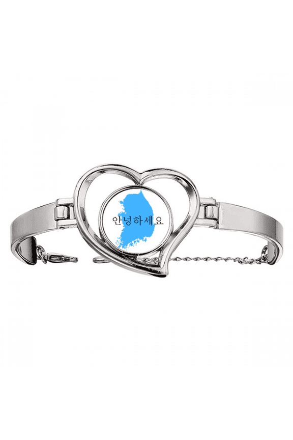 South Korea Map Hello Honorifics Bracelet Heart Jewelry Wire Bangle