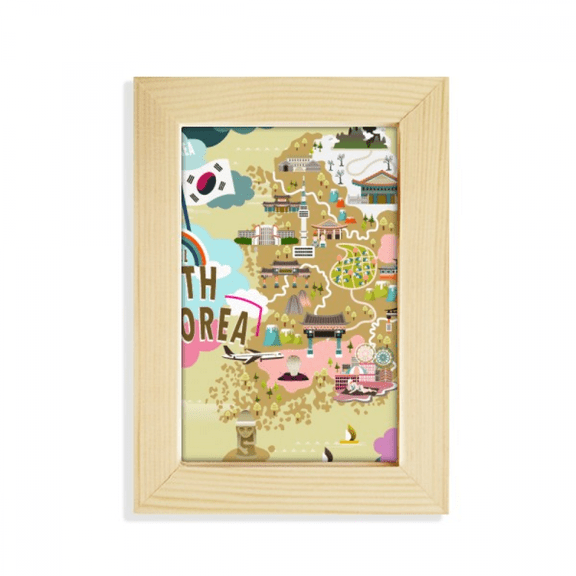South Korea Map Love Travel Desktop Display Photo Frame Picture Art Painting 5x7 inch