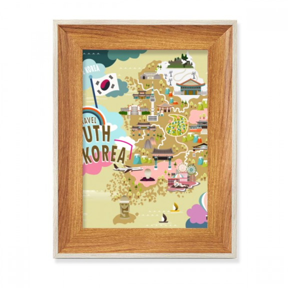 South Korea Map Love Travel Desktop Wooden Photo Frame Display Picture Art Painting Multiple Sets