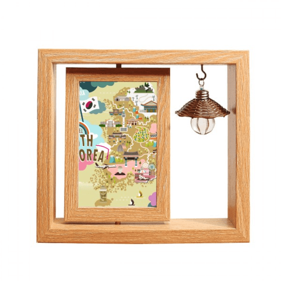 South Korea Map Love Travel Wooden Rotating Picture Photo Frame 4x6