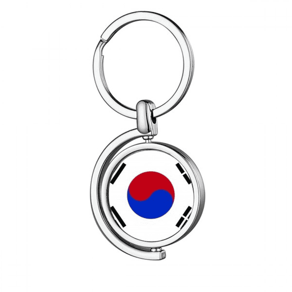 South Korea National Flag Asia Country Rotating Keychain Metal Keyring Holder