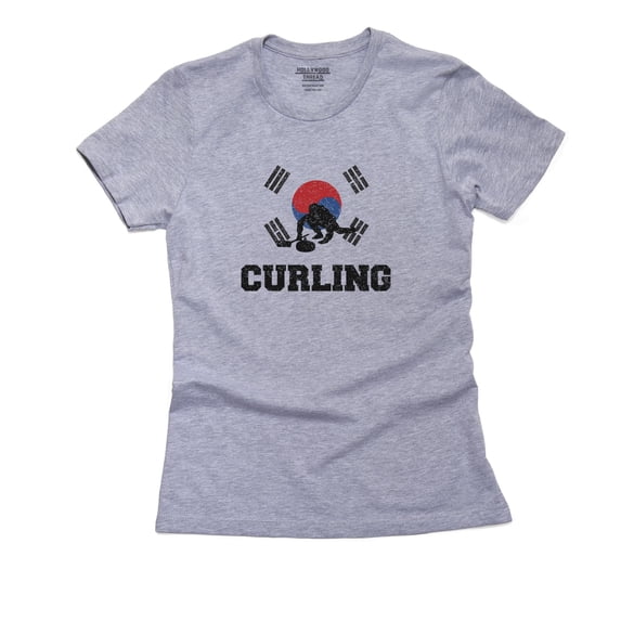 South Korea Olympic - Curling - Flag - Silhouette Women's Cotton Grey T-Shirt