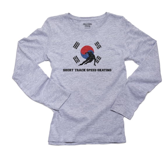 South Korea Olympic - Short Track Speed Skating - Flag Women's Long Sleeve Grey T-Shirt