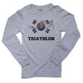 thumbnail image 1 of South Korea Olympic - Triathlon - Flag - Silhouette Men's Long Sleeve Grey T-Shirt, 1 of 2