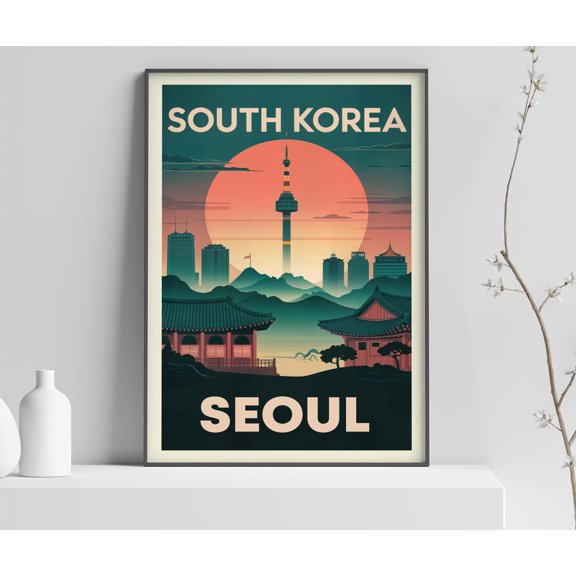South Korea: Seoul Print Countries Of The World Travel Print Vintage Wall Print 316