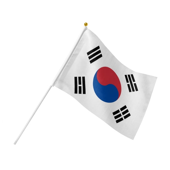 South Korea Stick Flags 5.5x8.2 Inch, 6 Pack - Mini Handheld Flags for K-Pop Events & Korean Cultural Festivals
