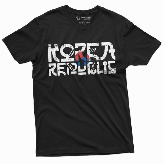 South Korea T-Shirt Korean Republic Mens Tee Shirt Flag Football Rok Daehan Minguk Tee (Large Black)