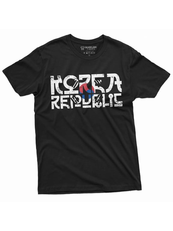 South Korea T-Shirt Korean Republic Mens Tee Shirt Flag Football Rok Daehan Minguk Tee (Large Black)
