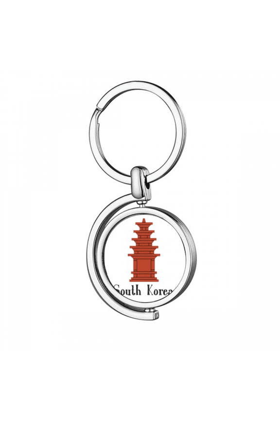 South Korea The Red Brick Tower Rotating Keychain Metal Keyring Holder