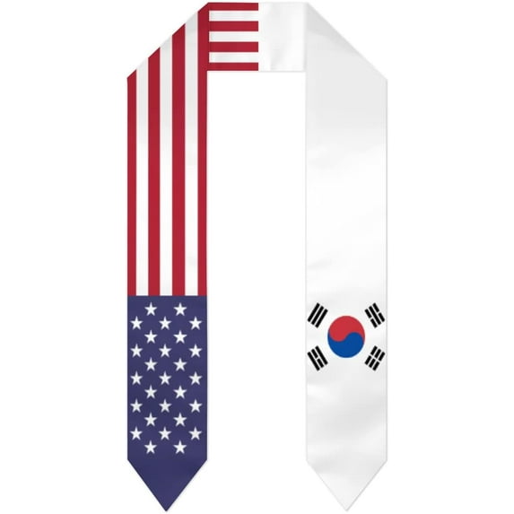 South Korea & USA United States Flag Graduation Stole For International Student Stole Pride Cheers Shawls