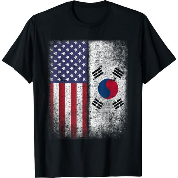 South Korean American Flag T-shirt Korea Usa America Gift