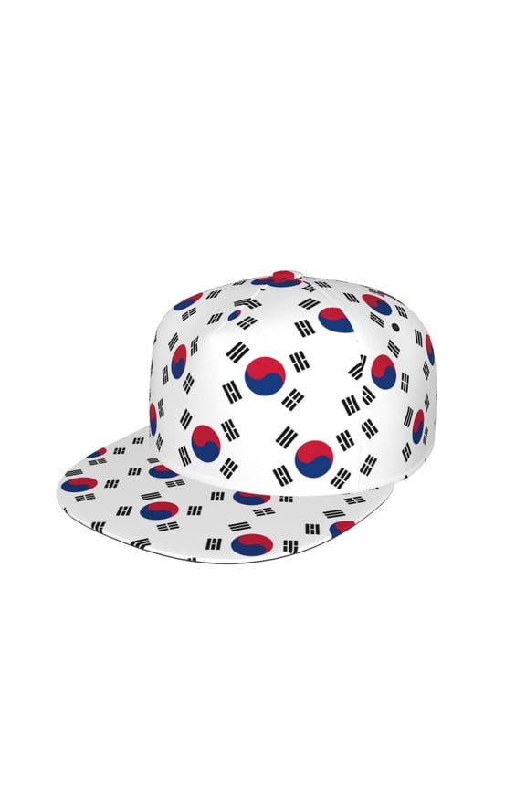 South Korean Flag Flat Brim Trucker Cap Adjustable Snapback Hat For Men Women