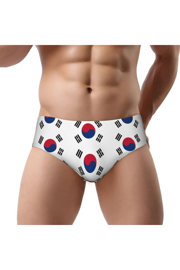 South Korean Flag Low Rise Mens Briefs Underwear With Supportive Contour Pouch