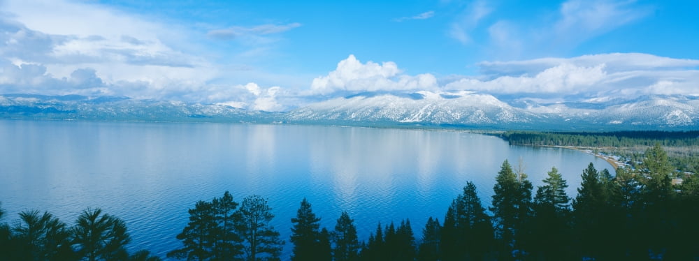 South Lake Tahoe in winter California Canvas Art - Panoramic Images (36 x 12)