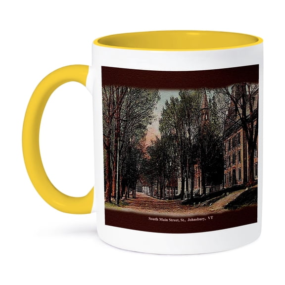 South Main Street, St. Johnsbury, Vt (Vintage), 11oz Two-Tone Yellow Mug