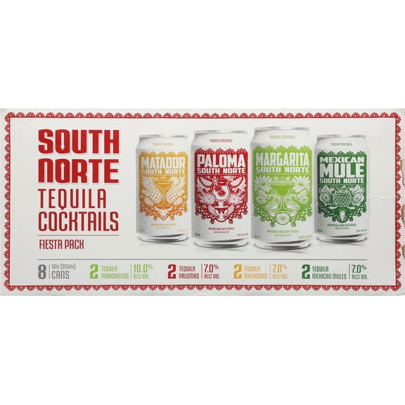 South Norte Assorted Tequila Cocktails Fiesta, 12 fl oz, 8 Pack Cans, 7-10% ABV
