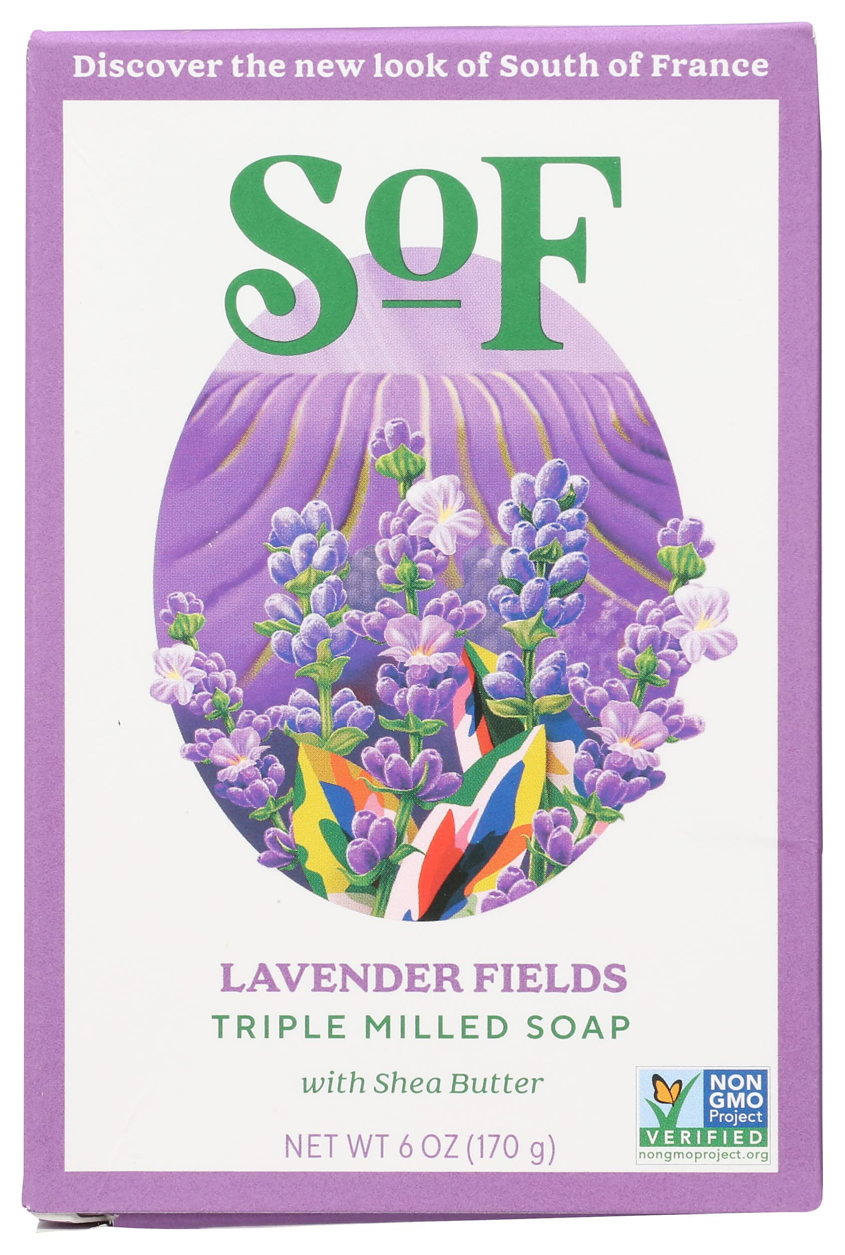 South Of France Lavender Fields Bar Soap, Gluten Free, Cruelty Free, 6