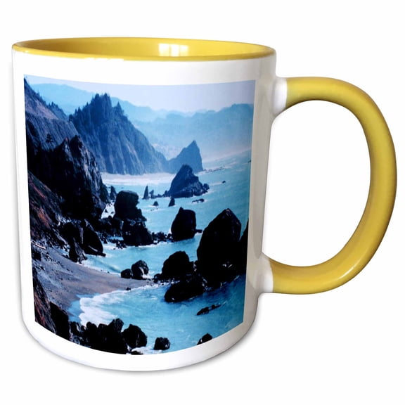 3drose, South of Port Orford, Oregon Coast, 11oz Two-tone Yellow Mug