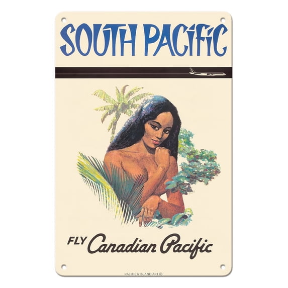 South Pacific - Fly Canadian Pacific Air Lines - Vintage Hawaiian Travel Poster c.1960s - 8 x 12 inch Vintage Metal Tin Sign