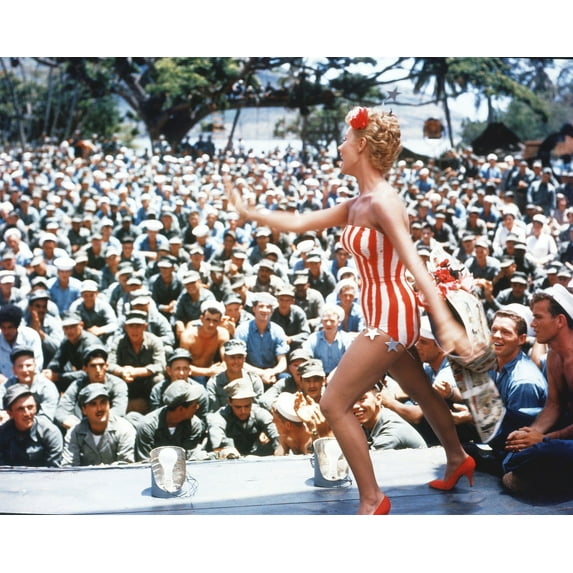 South Pacific Mitzi Gaynor performing on stage for the troops 24x36 Movie Poster HD Aluminum Wall Art