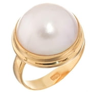 FIFI ROSE South Pacific White Mabe Cultured Pearl Gold Plated 925 Sterling Silver Ring