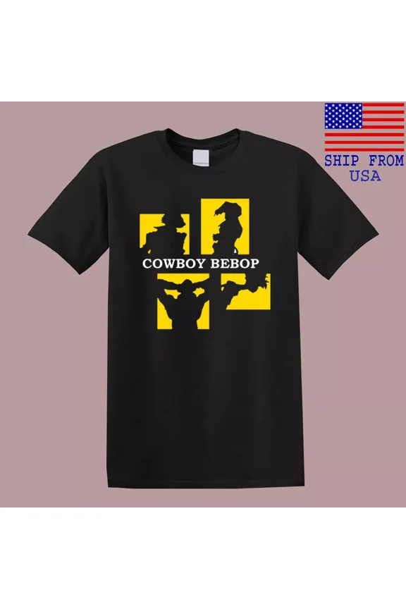 Cowboy Bebop Anime Cartoon Men's Black T-Shirt Size S-5XL