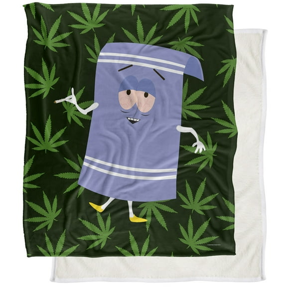 South Park Blanket, 50"x60" South Park Towelie Pot Leaves Silky Touch Sherpa Back Super Soft Throw Blanket