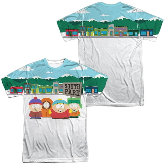 South Park Boys and Sign Unisex Adult Front and Back Sublimated T Shirt,White, Small