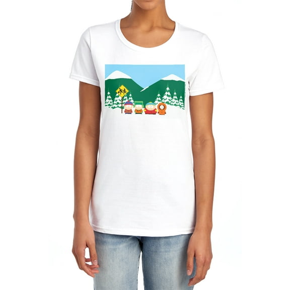 South Park Bus Stop Women's T Shirt,Bus Stop, Large