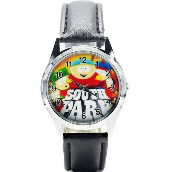 South Park Cartoon Black Leather Band Wristwatch
