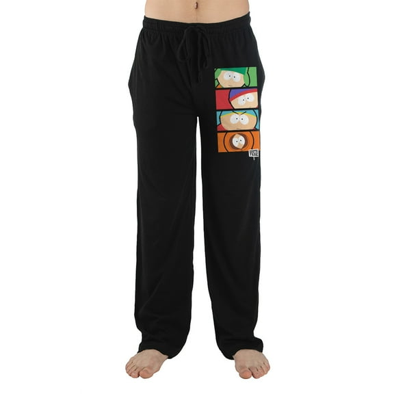 South Park Cartoon Mens Black Sleep Pajama Pants-Medium
