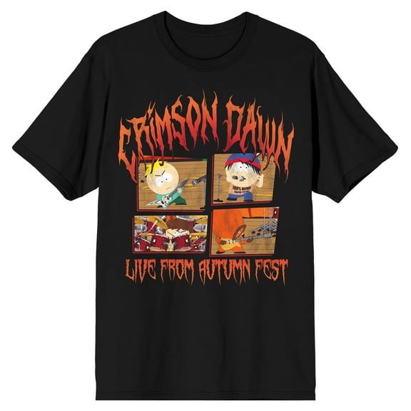 South Park Crimson Dawn Live From Autumn Fest Crew Neck Short Sleeve Men's Black T-shirt-Small