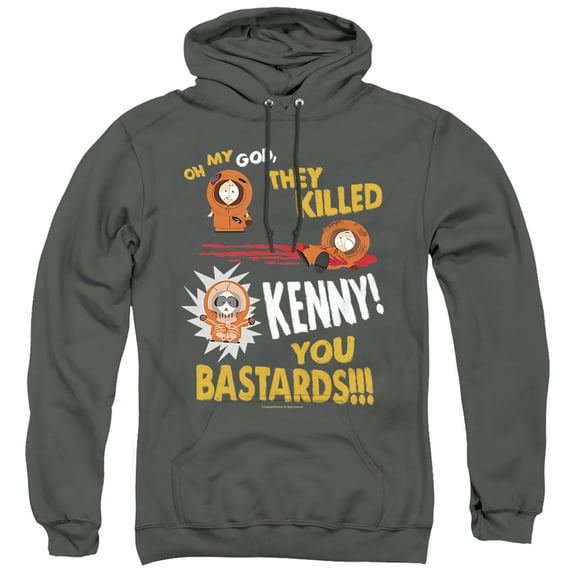 South Park Dead Kenny Unisex Adult Pull-Over Hoodie,Charcoal, Medium