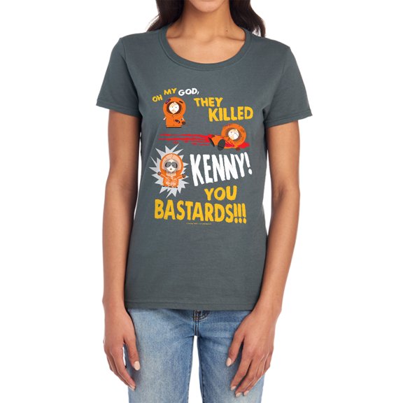 South Park Dead Kenny Women's T Shirt,Charcoal, Medium
