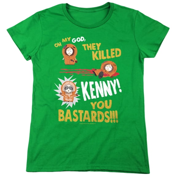 South Park Dead Kenny Women's T Shirt,Kelly Green, Medium