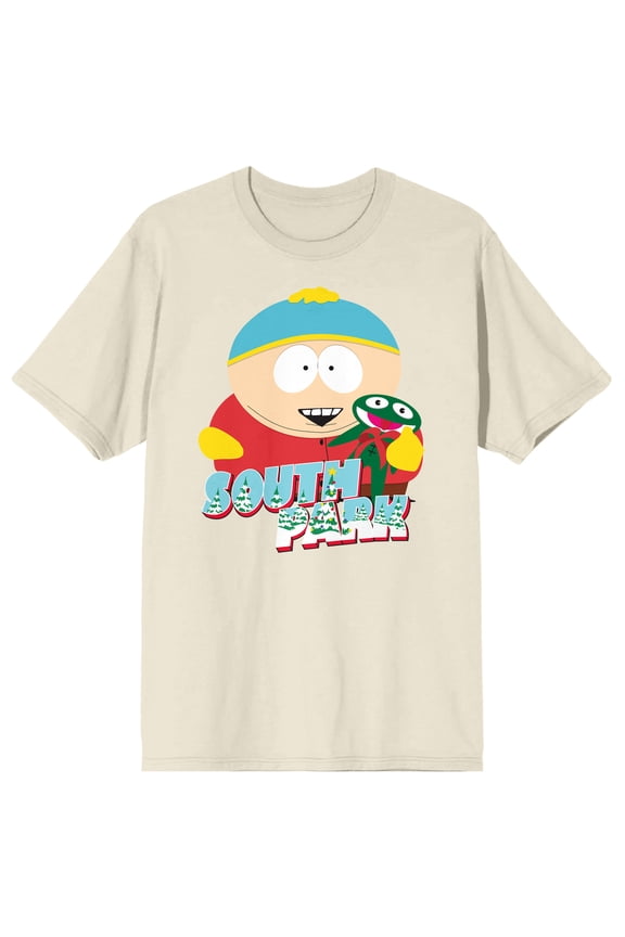 South Park Eric Cartman With Stuffed Clyde Toy Crew Neck Short Sleeve Natural Men's T-shirt
-XL