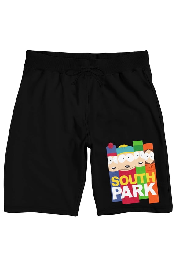 South Park Four Boys Men's Black Sleep Pajama Shorts-Medium