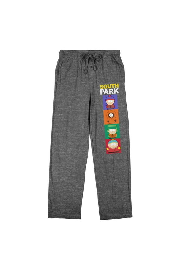 South Park Four Boys Men's Gray Heather Sleep Pajama Pants-Medium