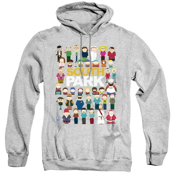South Park Full Cast Unisex Adult Pull-Over Hoodie,Athletic Heather, Large