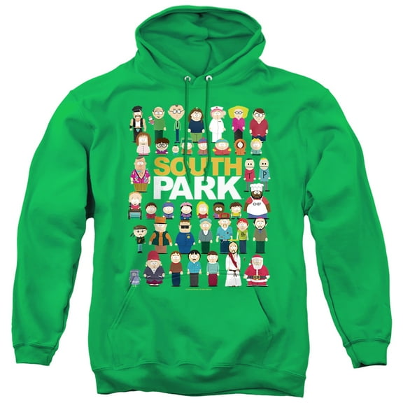 South Park Full Cast Unisex Adult Pull-Over Hoodie,Kelly Green, 3X-Large