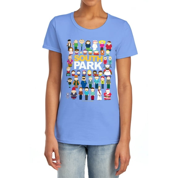 South Park Full Cast Women's T Shirt,Carolina Blue, 2X-Large