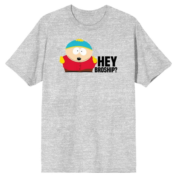 South Park Hey Broship Crew Neck Short Sleeve Athletic Heather Men's T-shirt-Medium