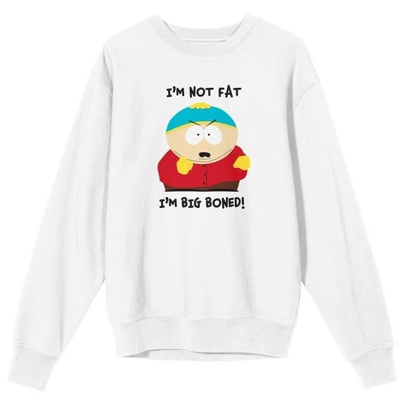 South Park I'm Not Fat I'm Big Boned Adult White Crew Neck Long Sleeve Sweatshirt-XXL
